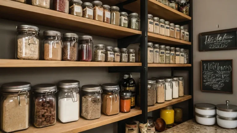 A well-stocked kitchen shelf with spices